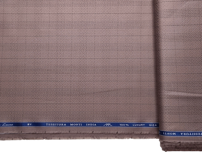 Tessitura Monti 100% Premium Giza Cotton Shirting Fabric (Light Mauve, Checks)