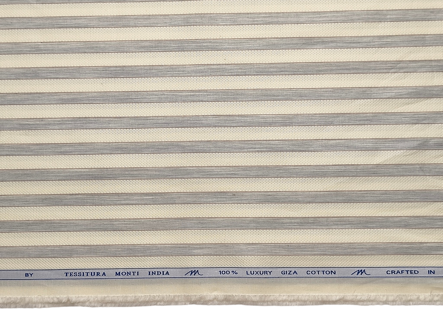 Tessitura Monti 100% Premium Giza Cotton Shirting Fabric (Yellow & Grey , Stripes)