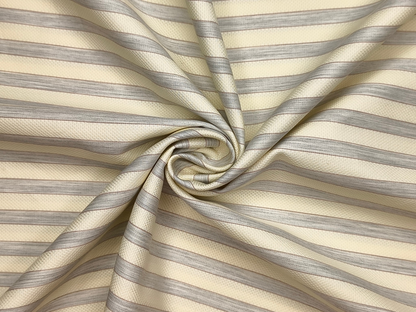 Tessitura Monti 100% Premium Giza Cotton Shirting Fabric (Yellow & Grey , Stripes)