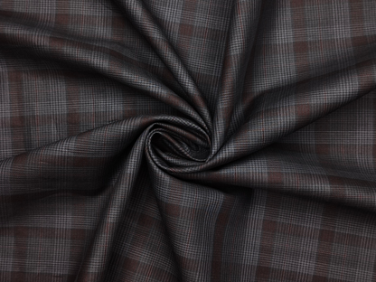 Tessitura Monti 100% Premium Giza Cotton Shirting Fabric (Charcoal Grey & Rust, Checks)