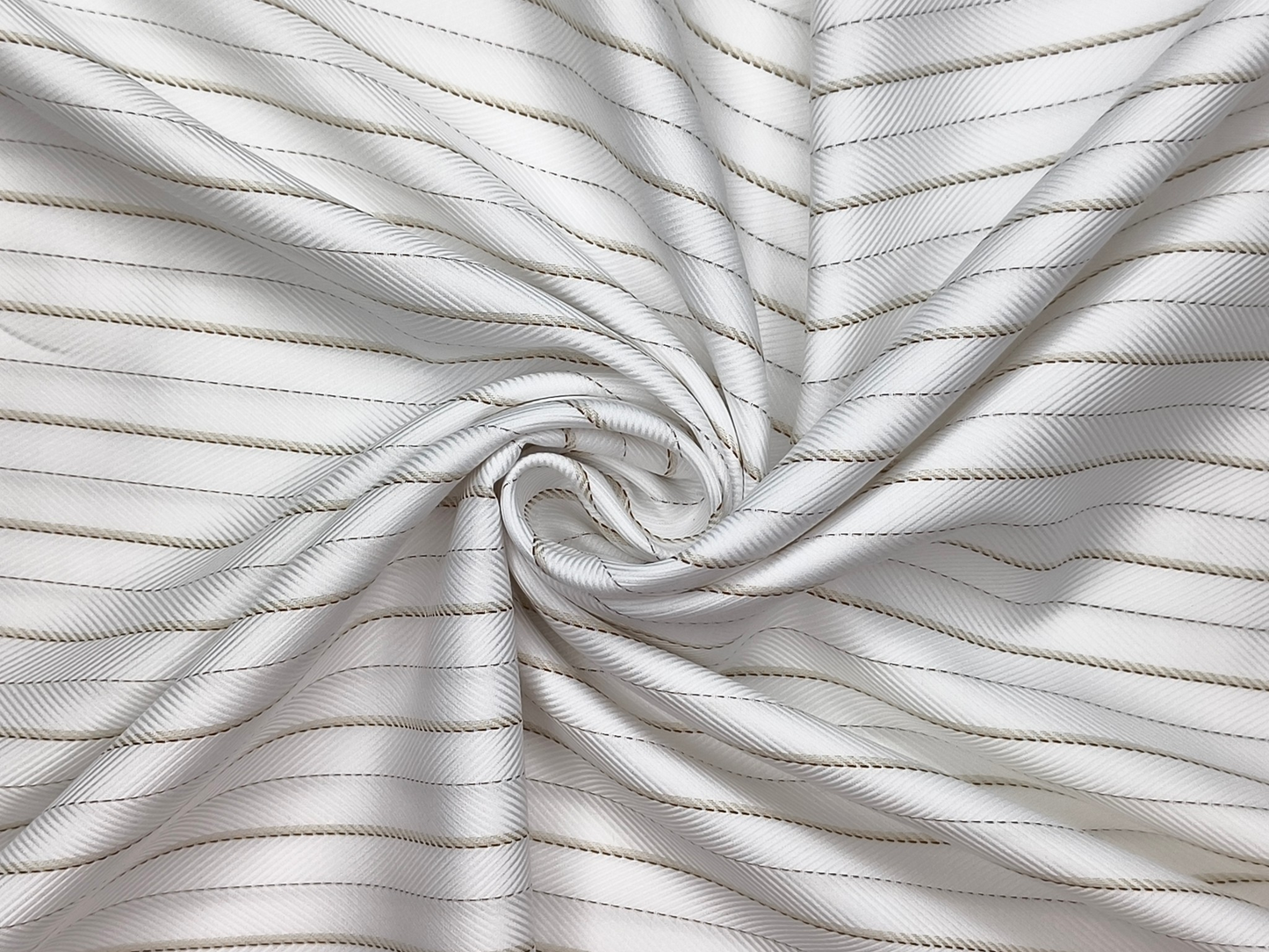 Tessitura Monti 2 ply 140s Premium Supima Cotton Shirting Fabric (White & Brown, Stripes)