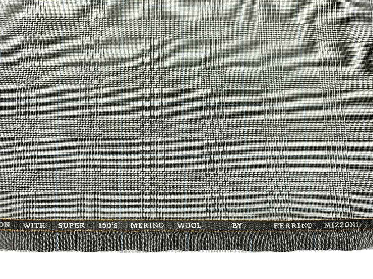 Ferrino Mizzoni Italy Super 150s Merino Wool Blended Premium Suiting Fabric (Grey, Checks)