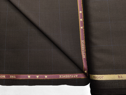 Ferrino Mizzoni Italy Super 150s Merino Wool Blended Premium Suiting Fabric (Dark Brown & Blue, Checks)