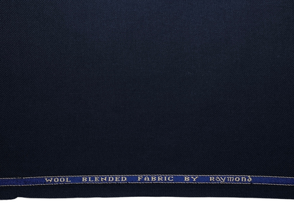 Raymond Wool Blended High GSM Suiting Fabric (Navy Blue, Twill Weave)