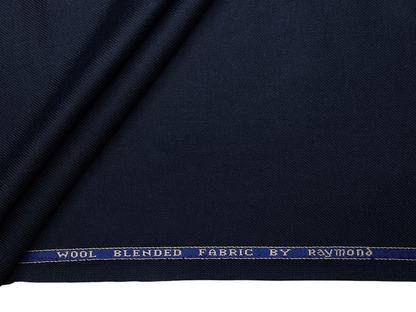 Raymond Wool Blended High GSM Suiting Fabric (Navy Blue, Twill Weave)