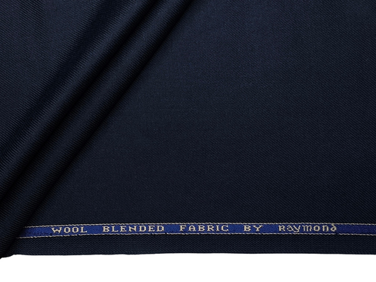 Raymond Wool Blended High GSM Suiting Fabric (Navy Blue, Twill Weave)