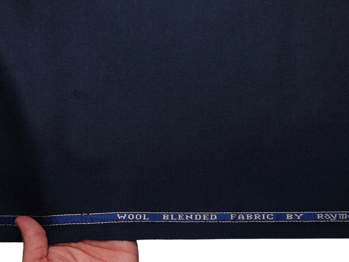 Raymond Wool Blended High GSM Suiting Fabric (Navy Blue, Twill Weave)