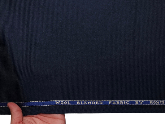 Raymond Wool Blended High GSM Suiting Fabric (Navy Blue, Twill Weave)