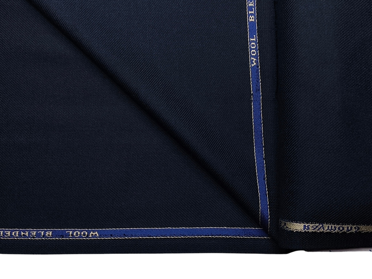 Raymond Wool Blended High GSM Suiting Fabric (Navy Blue, Twill Weave)