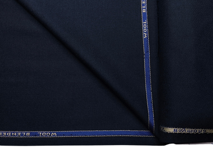 Raymond Wool Blended High GSM Suiting Fabric (Navy Blue, Twill Weave)