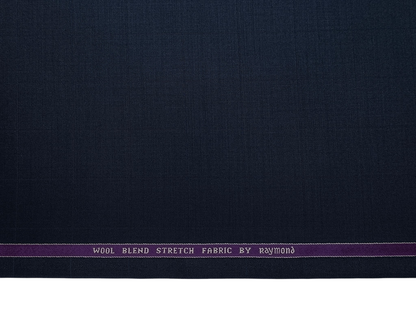 Raymond Wool Blended Stretched Premium Suiting Fabric (Midnight Blue, Subtle Checks)