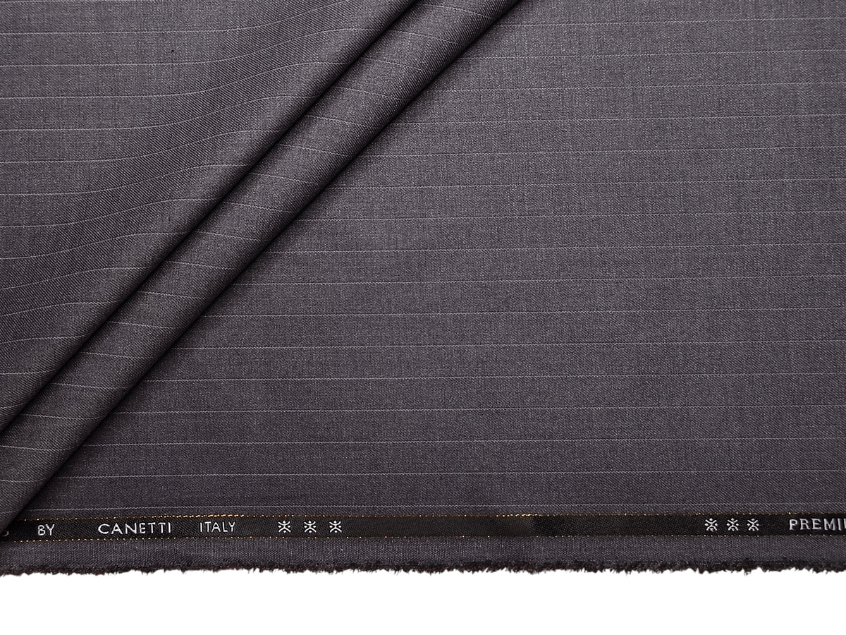 Canetti Italy Premium TR Stretched Suiting Fabric (Grey , Pinstripes)