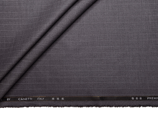 Canetti Italy Premium TR Stretched Suiting Fabric (Grey , Pinstripes)