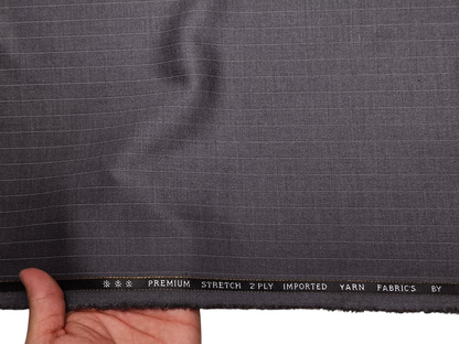 Canetti Italy Premium TR Stretched Suiting Fabric (Grey , Pinstripes)