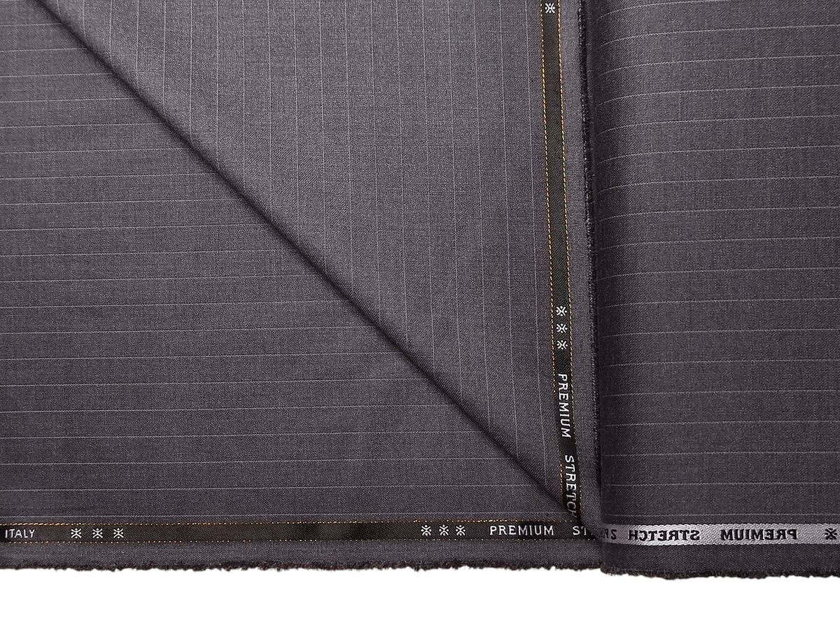 Canetti Italy Premium TR Stretched Suiting Fabric (Grey , Pinstripes)