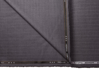 Canetti Italy Premium TR Stretched Suiting Fabric (Grey , Pinstripes)