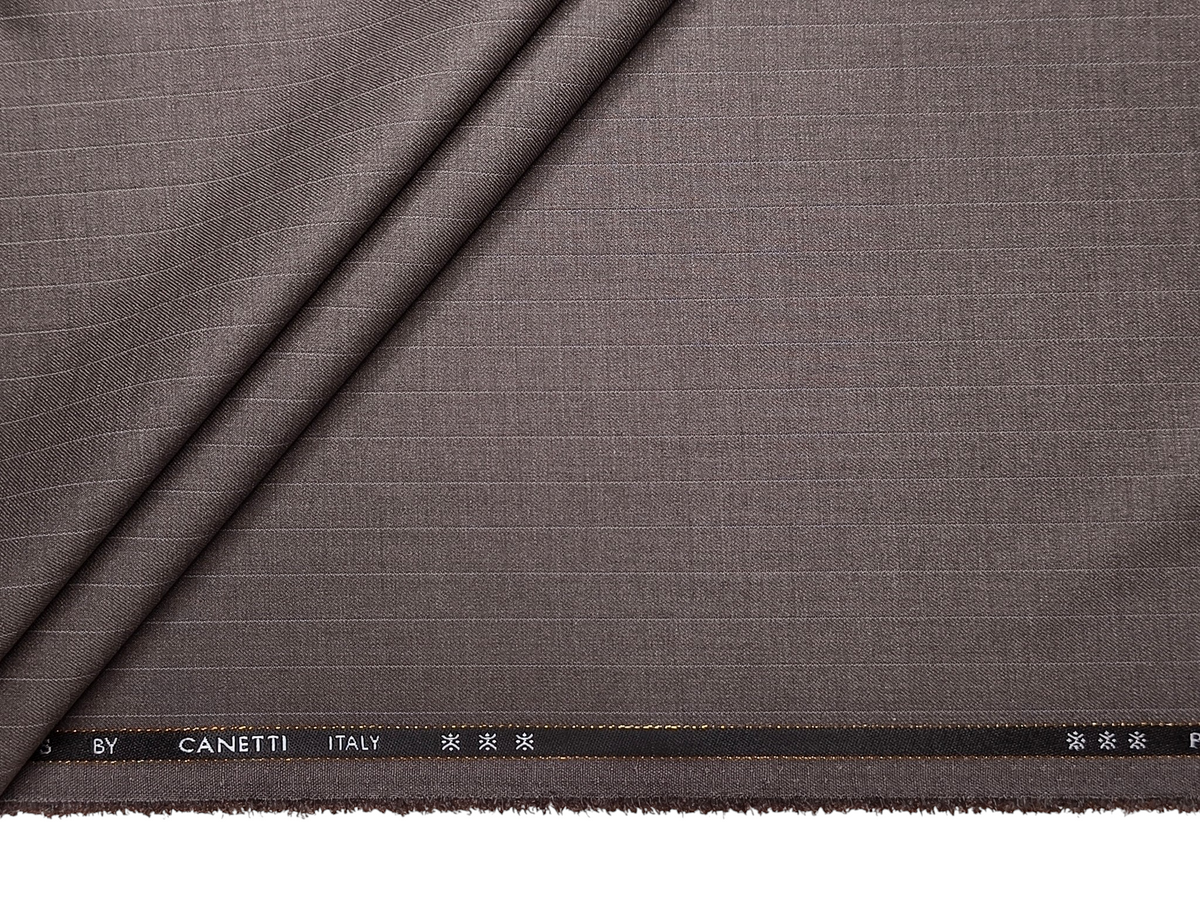 Canetti Italy Premium TR Stretched Suiting Fabric (Light Taupe, Pinstripes)