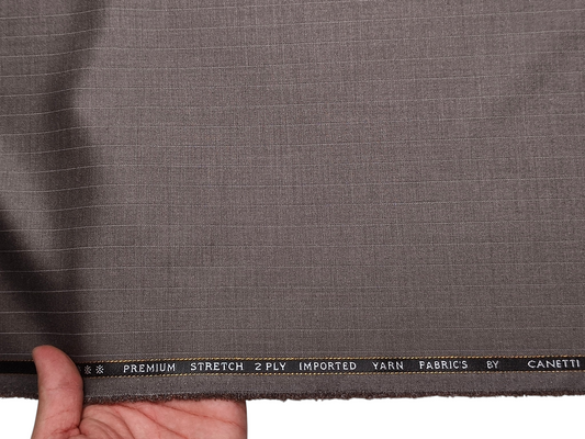 Canetti Italy Premium TR Stretched Suiting Fabric (Light Taupe, Pinstripes)