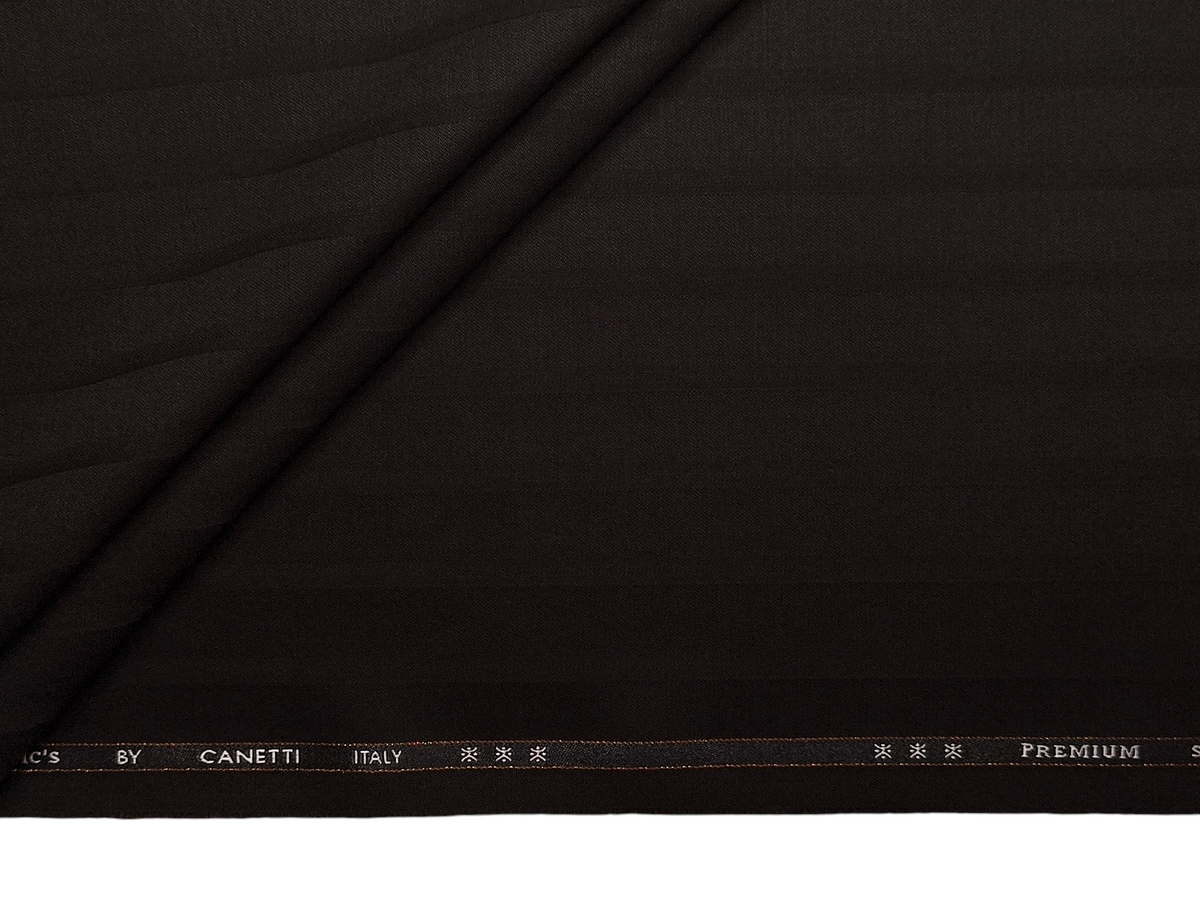 Canetti Italy Premium TR Stretched Suiting Fabric (Dark Brown, Broad Stripes)