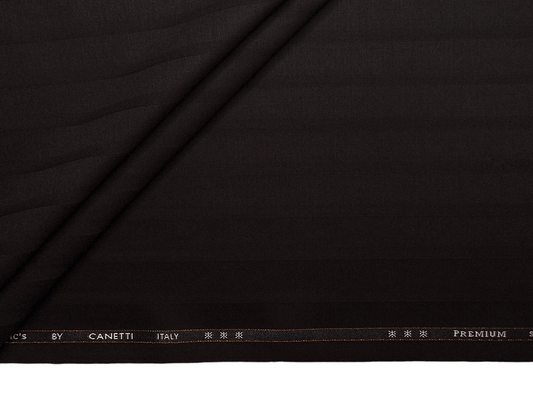 Canetti Italy Premium TR Stretched Suiting Fabric (Dark Brown, Broad Stripes)