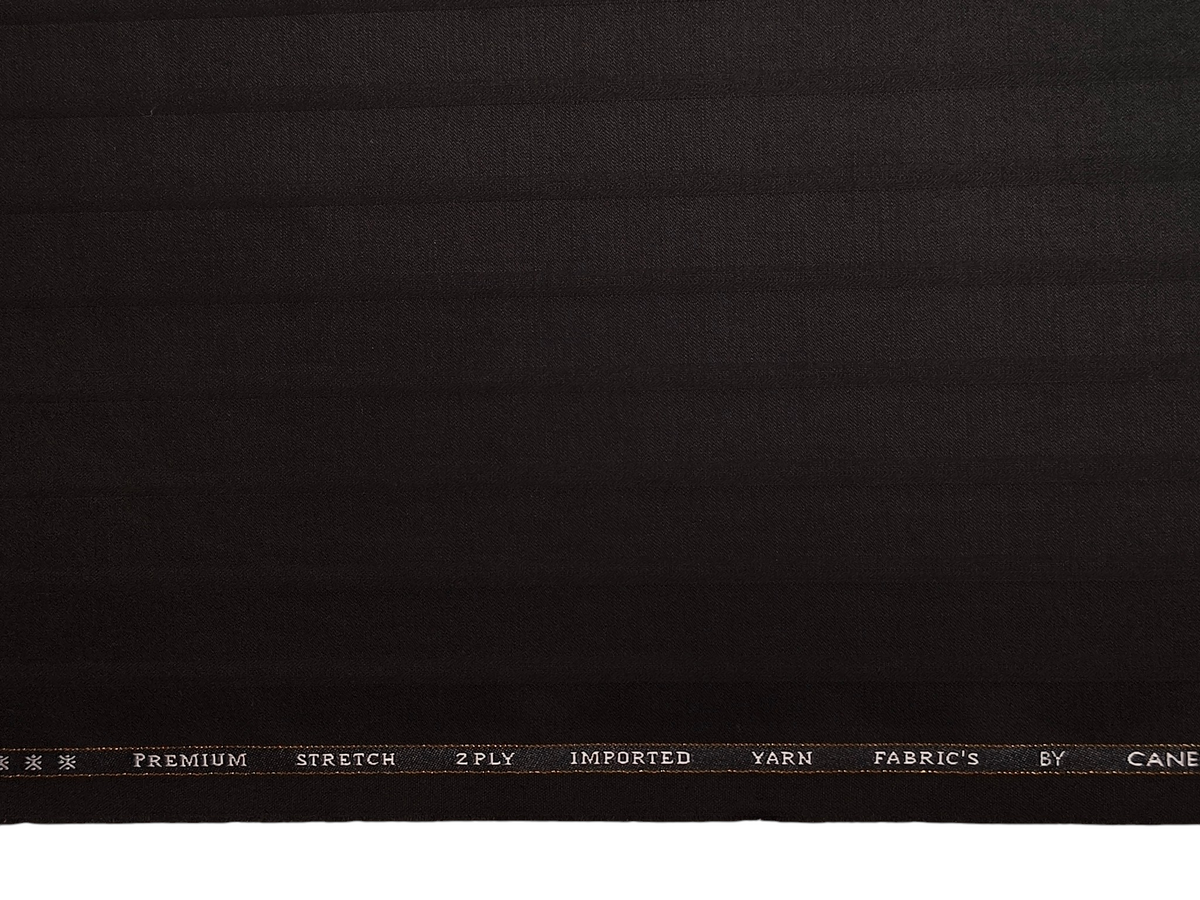Canetti Italy Premium TR Stretched Suiting Fabric (Dark Brown, Broad Stripes)