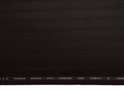 Canetti Italy Premium TR Stretched Suiting Fabric (Dark Brown, Broad Stripes)