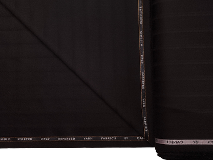 Canetti Italy Premium TR Stretched Suiting Fabric (Dark Brown, Broad Stripes)
