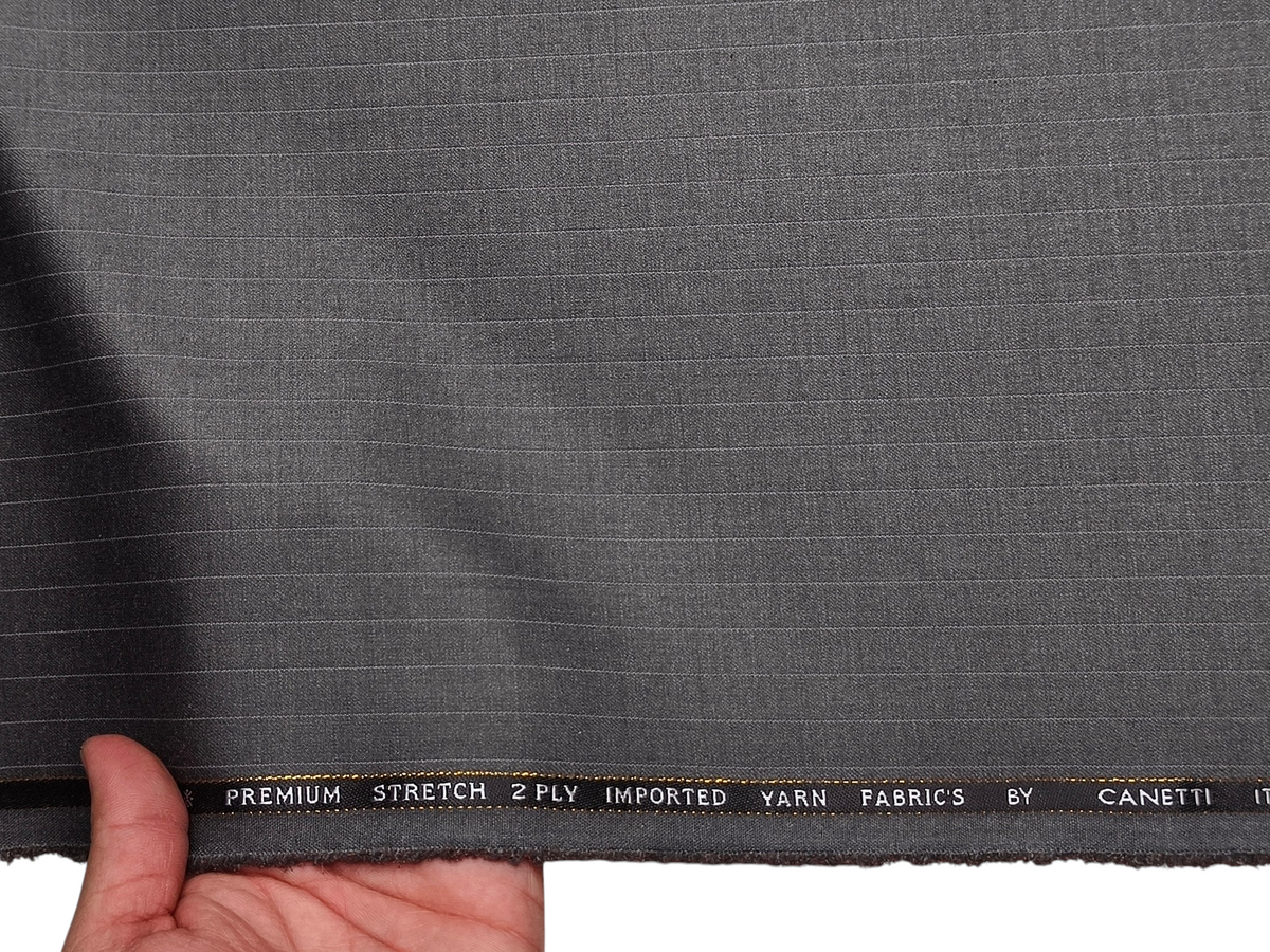 Canetti Italy Premium TR Stretched Suiting Fabric (Dusty Grey, Pinstripes)