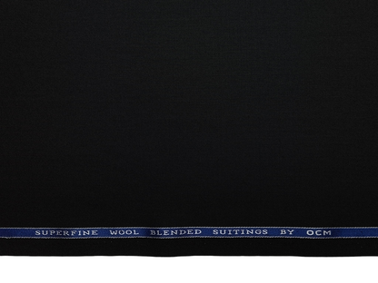 OCM Superfine Wool Blended Suiting Fabric (Black, Plain)