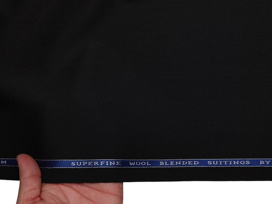 OCM Superfine Wool Blended Suiting Fabric (Black, Plain)