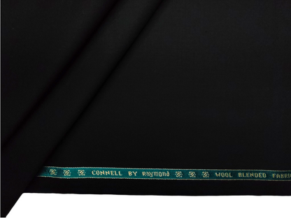 Raymond Connell Wool Blended Premium Suiting Fabric (Pure Black, Plain)