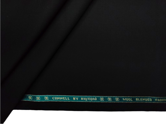 Raymond Connell Wool Blended Premium Suiting Fabric (Pure Black, Plain)
