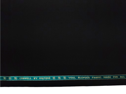 Raymond Connell Wool Blended Premium Suiting Fabric (Pure Black, Plain)