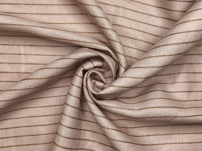 Murano Di Italia Italian Luxury Collection 100% Pure Linen 70 LEA Shirting Fabric (Light Taupe , Stripes)