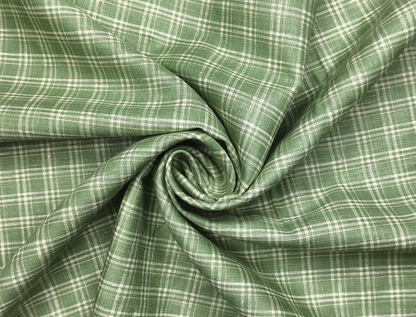 Murano Di Italia Italian Luxury Collection 100% Pure Linen 70 LEA Shirting Fabric (Green, Checks)