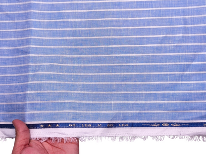 100% Pure Linen 60 LEA Shirting Fabric (Classic Blue, Stripes)