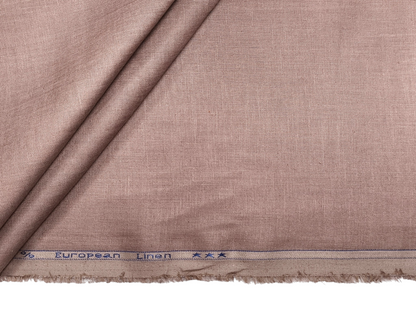 100% Pure Linen 60 LEA Shirting Fabric (Pastel Brown, Plain)