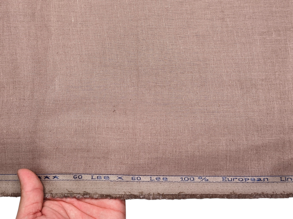 100% Pure Linen 60 LEA Shirting Fabric (Pastel Brown, Plain)