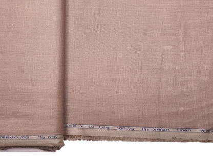 100% Pure Linen 60 LEA Shirting Fabric (Pastel Brown, Plain)