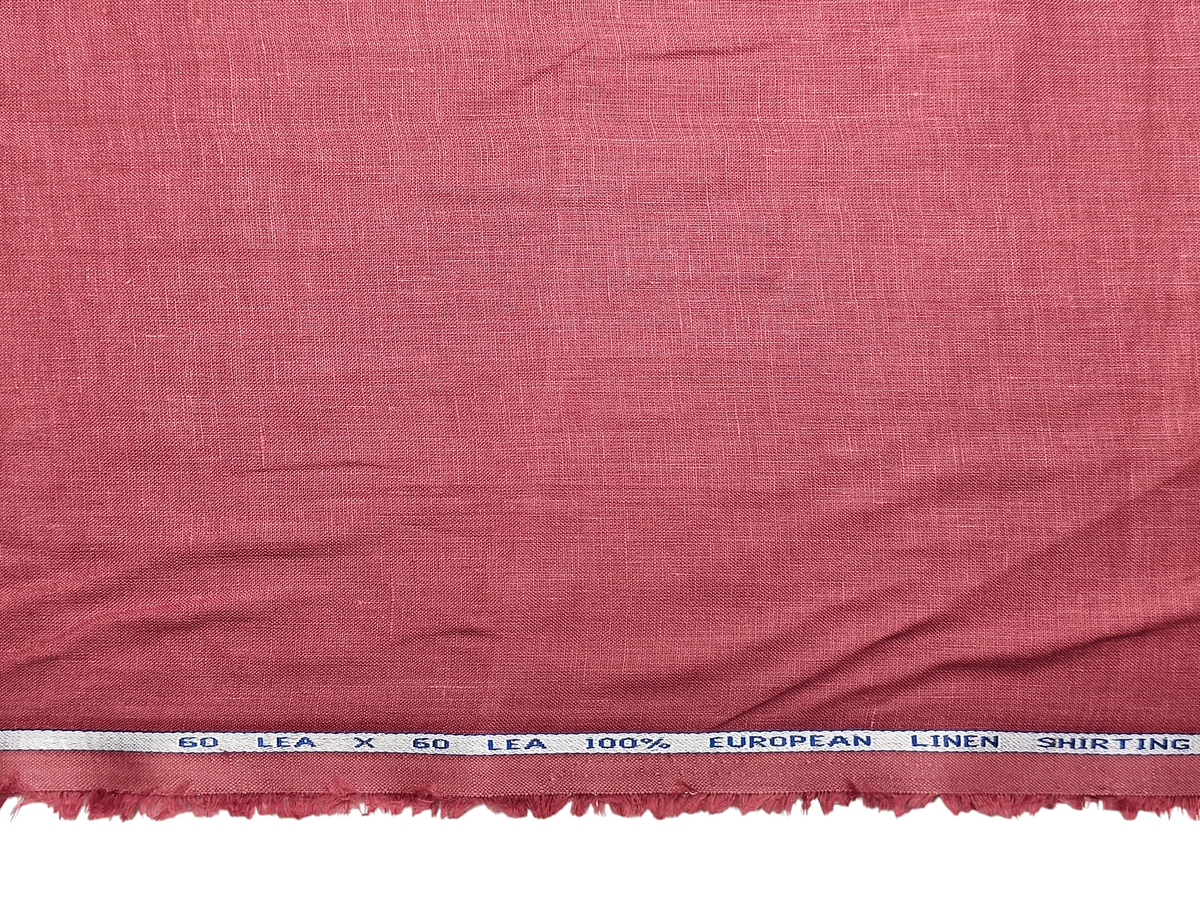 100% Pure Linen 60 LEA Shirting Fabric (Rose Pink, Plain)