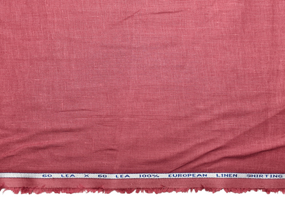 100% Pure Linen 60 LEA Shirting Fabric (Rose Pink, Plain)
