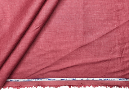100% Pure Linen 60 LEA Shirting Fabric (Rose Pink, Plain)