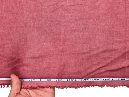 100% Pure Linen 60 LEA Shirting Fabric (Rose Pink, Plain)