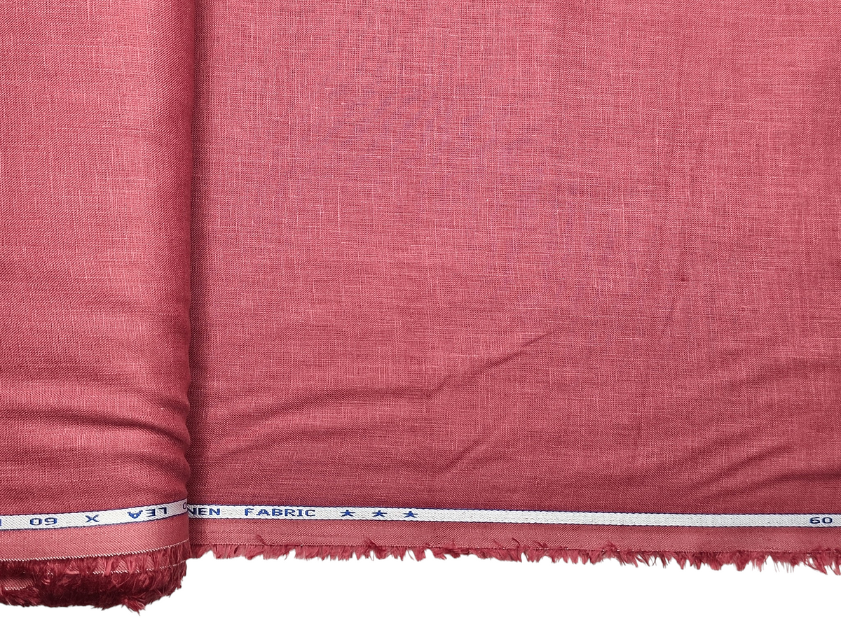 100% Pure Linen 60 LEA Shirting Fabric (Rose Pink, Plain)