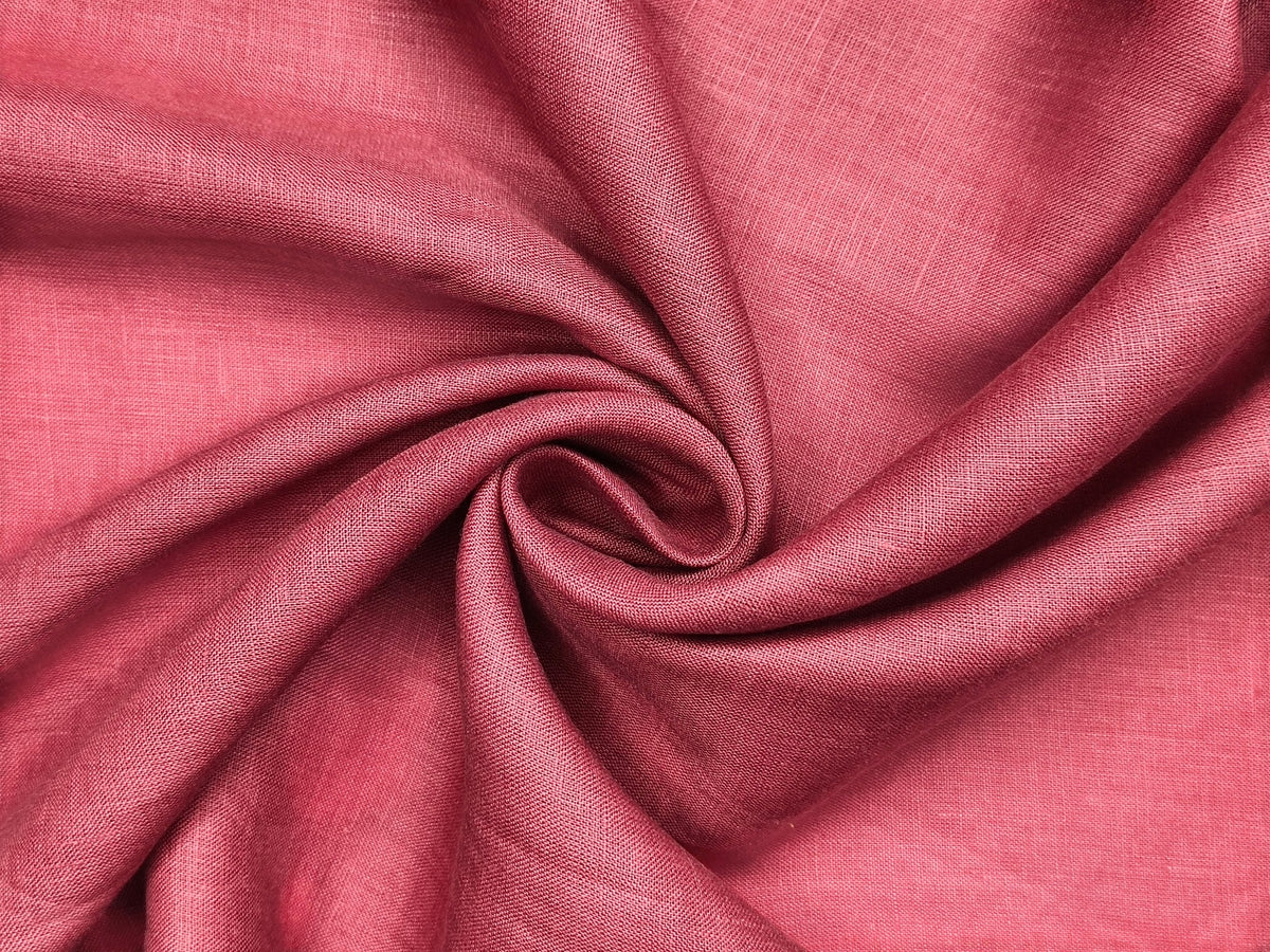 100% Pure Linen 60 LEA Shirting Fabric (Rose Pink, Plain)