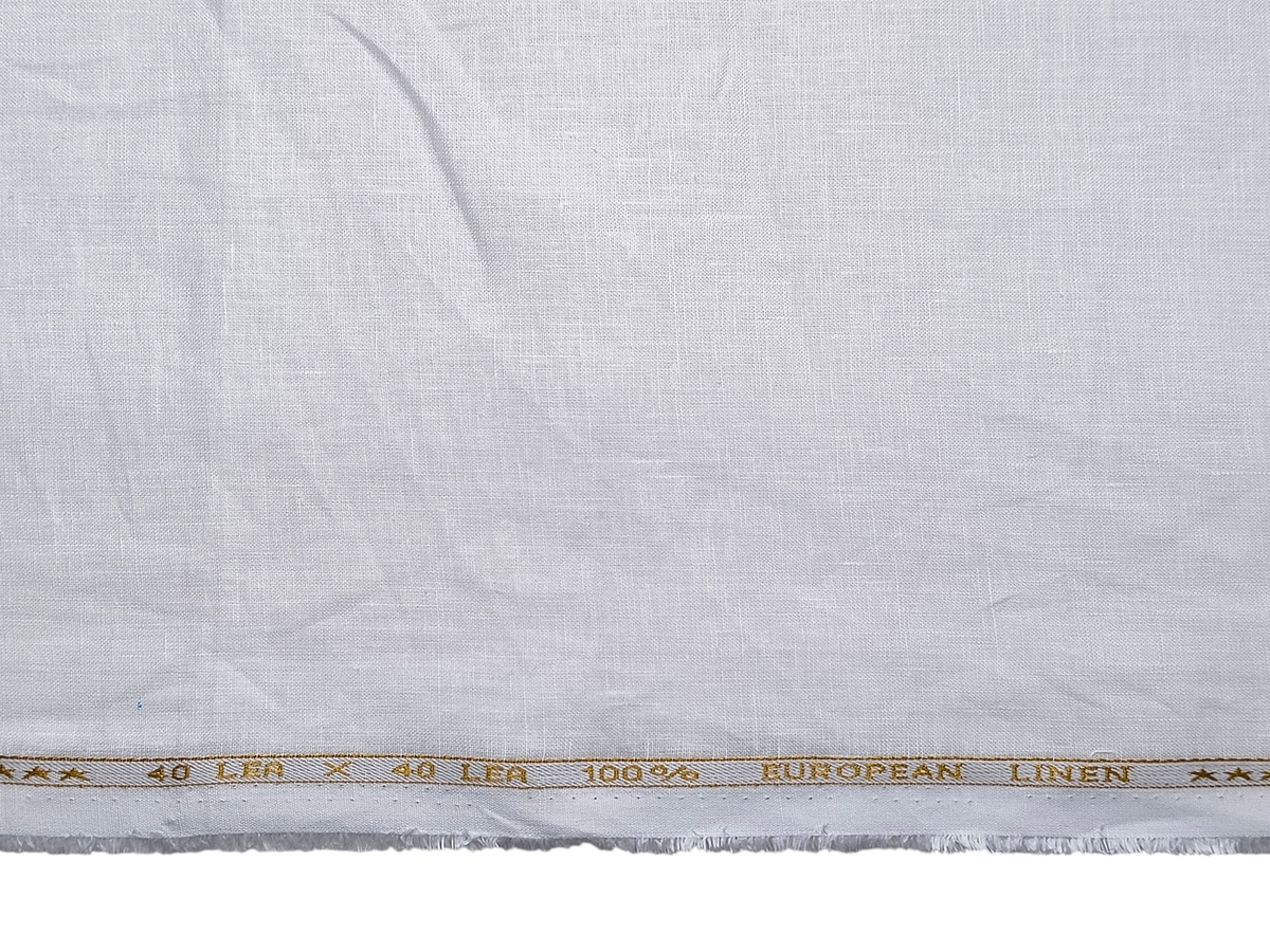 100% Pure European Linen 40 LEA Suiting Fabric (White, Plain)