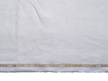 100% Pure European Linen 40 LEA Suiting Fabric (White, Plain)