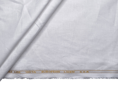 100% Pure European Linen 40 LEA Suiting Fabric (White, Plain)