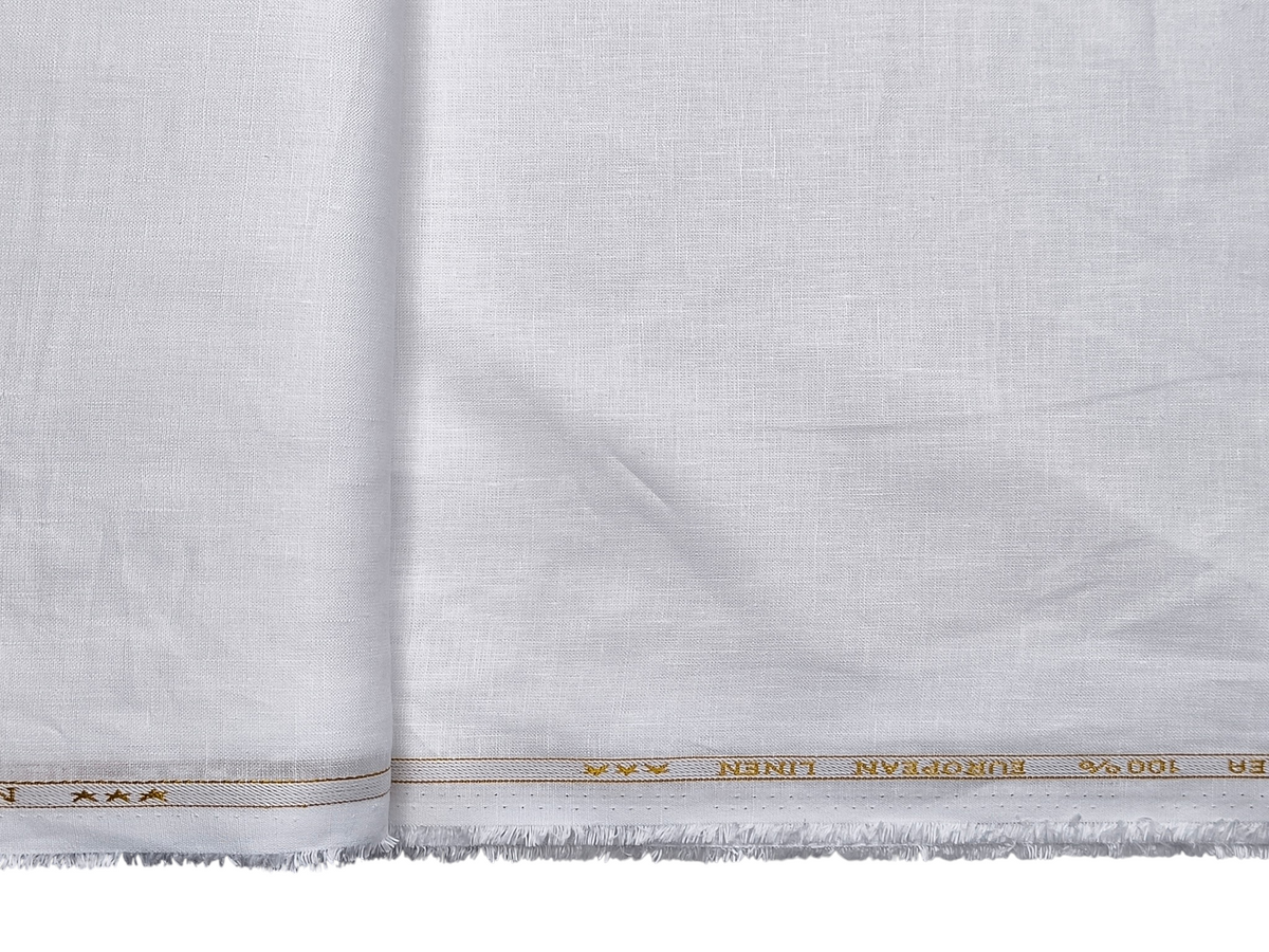 100% Pure European Linen 40 LEA Suiting Fabric (White, Plain)