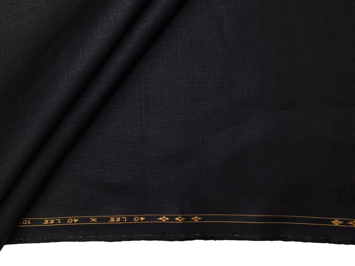 100% Pure European Linen 40 LEA Suiting Fabric (Black, Plain)